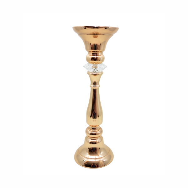 Vaso Dourado Metal com Cristal G